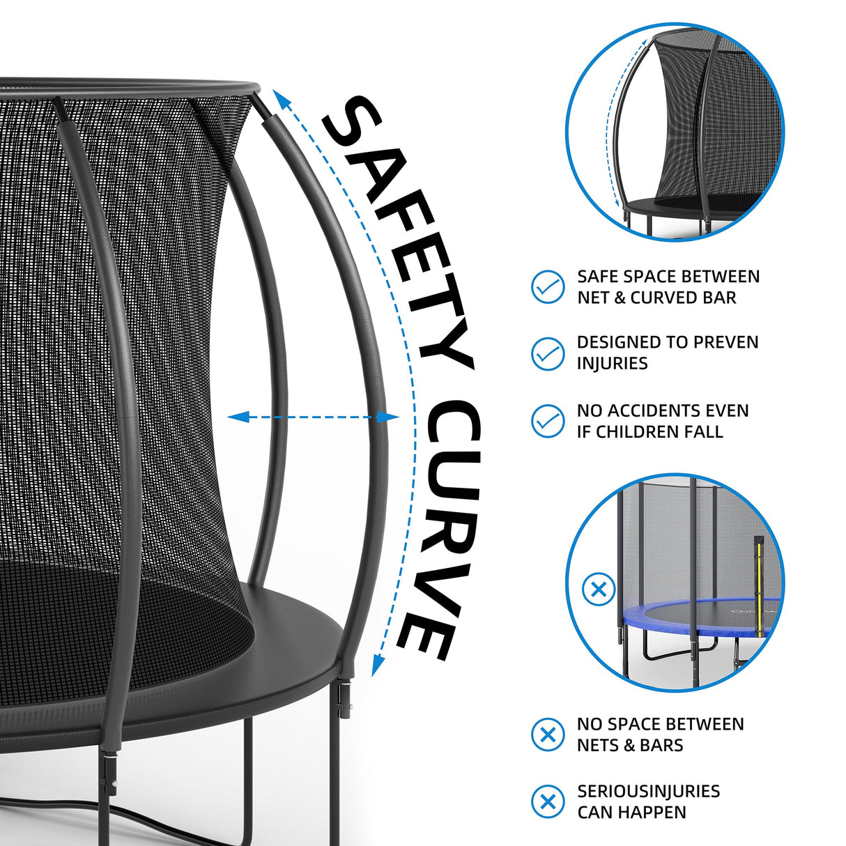 ALTLER 12FT 14FT Trampoline Enclosure Net Outdoor Jump for Kids and Adults Round ASTM Approved 400/450LBS Weight Capacity ALTLER