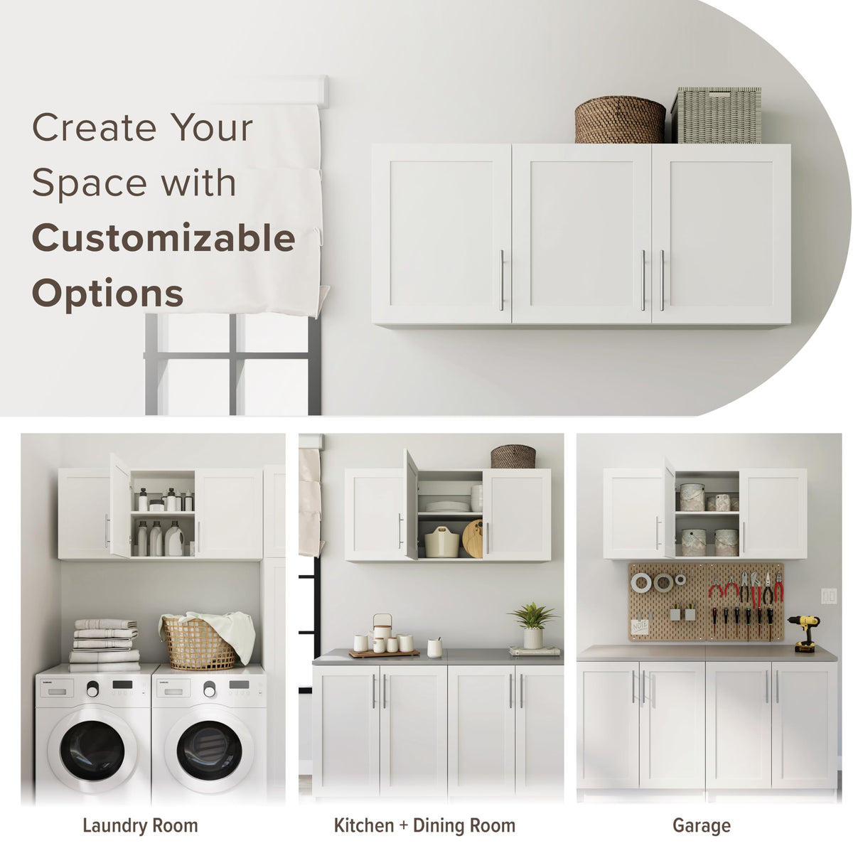 Prepac Elite 54" W Wall Cabinet with Panel Doors, White Storage Cabinet, Bathroom Cabinet, Pantry with 1 Adjustable Shelf 12.75" D x 54" W x 24" H, WSUR-1004-1 Prepac