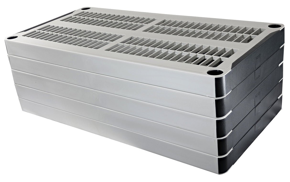 HDX 36” x 72” 5-Tiered Ventilated Plastic Storage Shelving Unit w/ Raised Feet and Tool-Free Assembly Hardware & Outdoor
