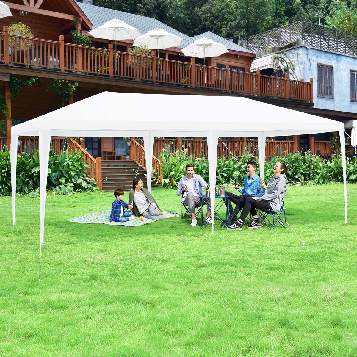 Tangkula Outdoor 10 x 20 Feet Canopy Tent, Party Wedding Tent with Removable Walls, Portable Canopy Shelter Gazebo Pavilion for Event, Backyard, White Tent w/Carry Bag (4 Sidewalls) Tangkula