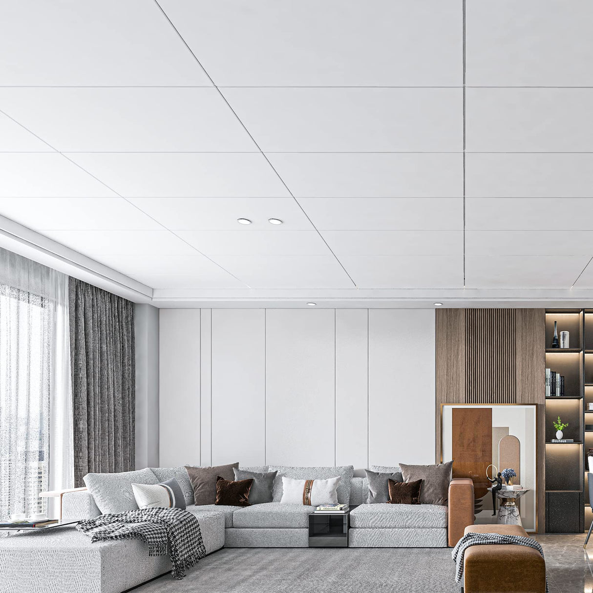 Art3d 10-Pack Smooth Drop Ceiling Tile 2ft x 4ft - Fire-Rated, Waterproof, Reusable - Premium PVC, No Sag and Breakage - Cover 80 Sq. Ft, White Art3d