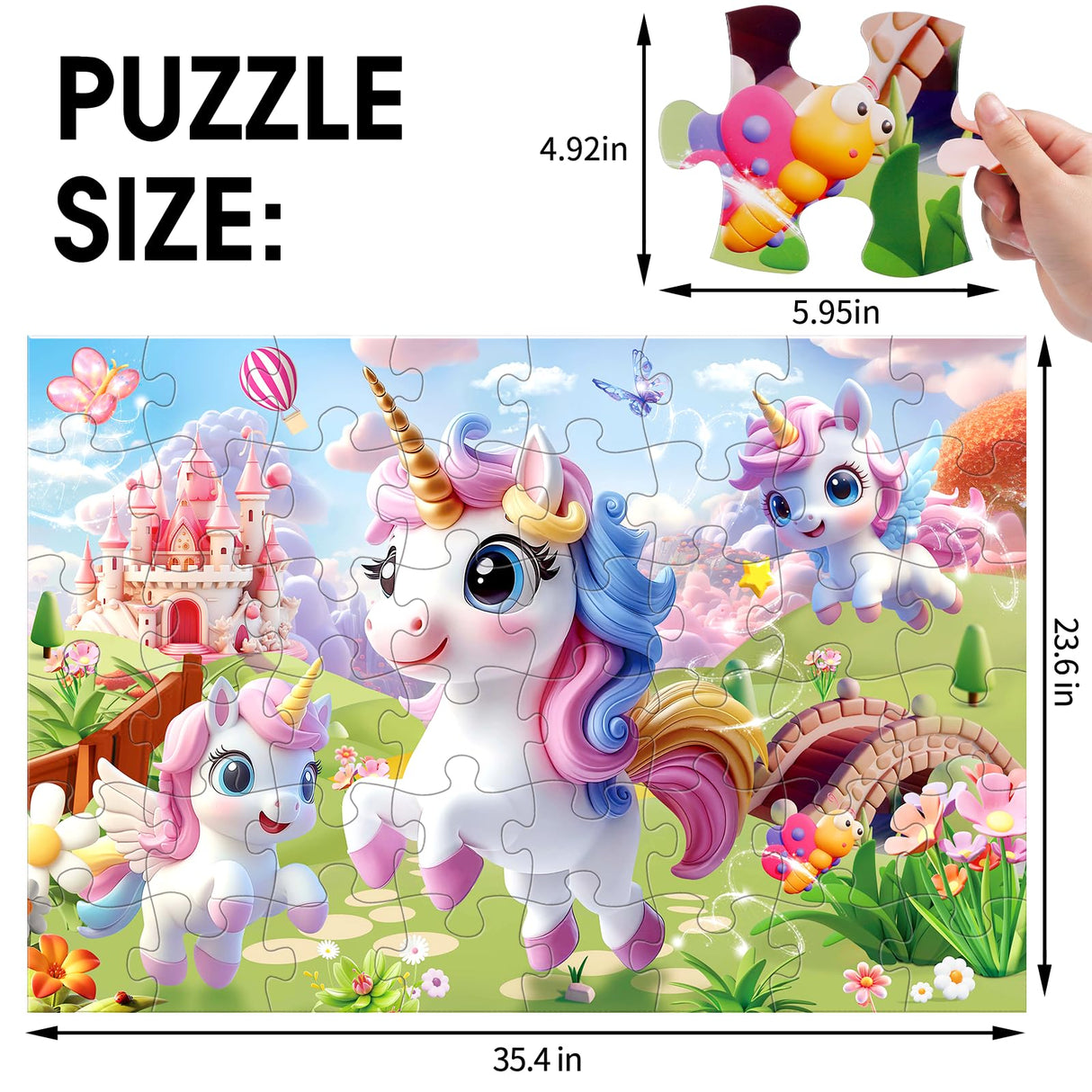 Jumbo Floor Puzzle for Kids,48 Piece Unicorn Large Jigsaw Puzzles,Puzzle for Toddler Ages 3-5,Fun Educational Preschool Learning Toy Gift for Boys & Girls Ages 4-8 IFLOVE