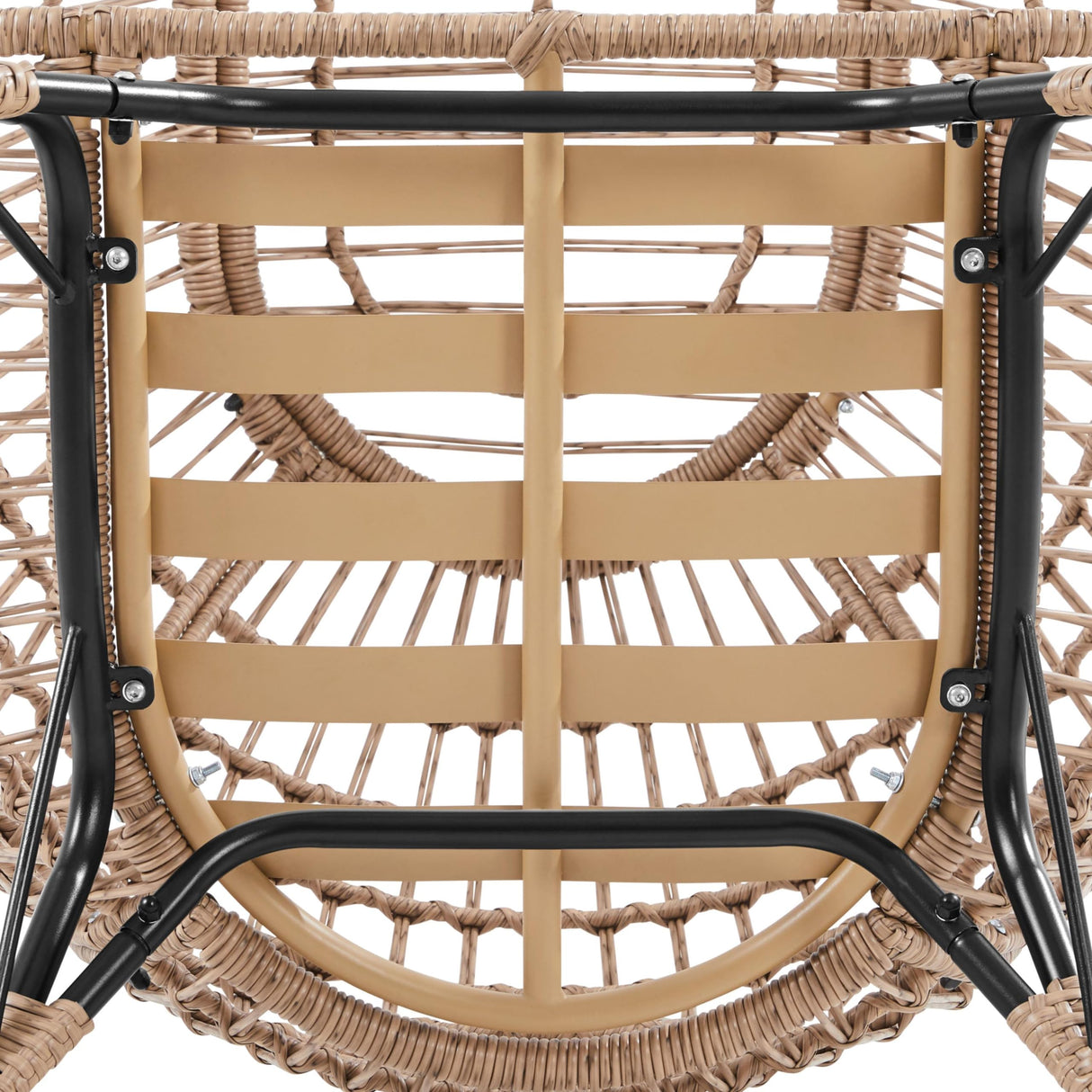 Yaheetech Egg Rattan Chair, Indoor/Outdoor PE Rattan Egg Basket Lounge Chair w/ 4 Cushions, Oversized Egg-Shaped Chair w/Metal Frame Stand for Patio, Backyard, Living Room - Light Brown/Ivory Yaheetech