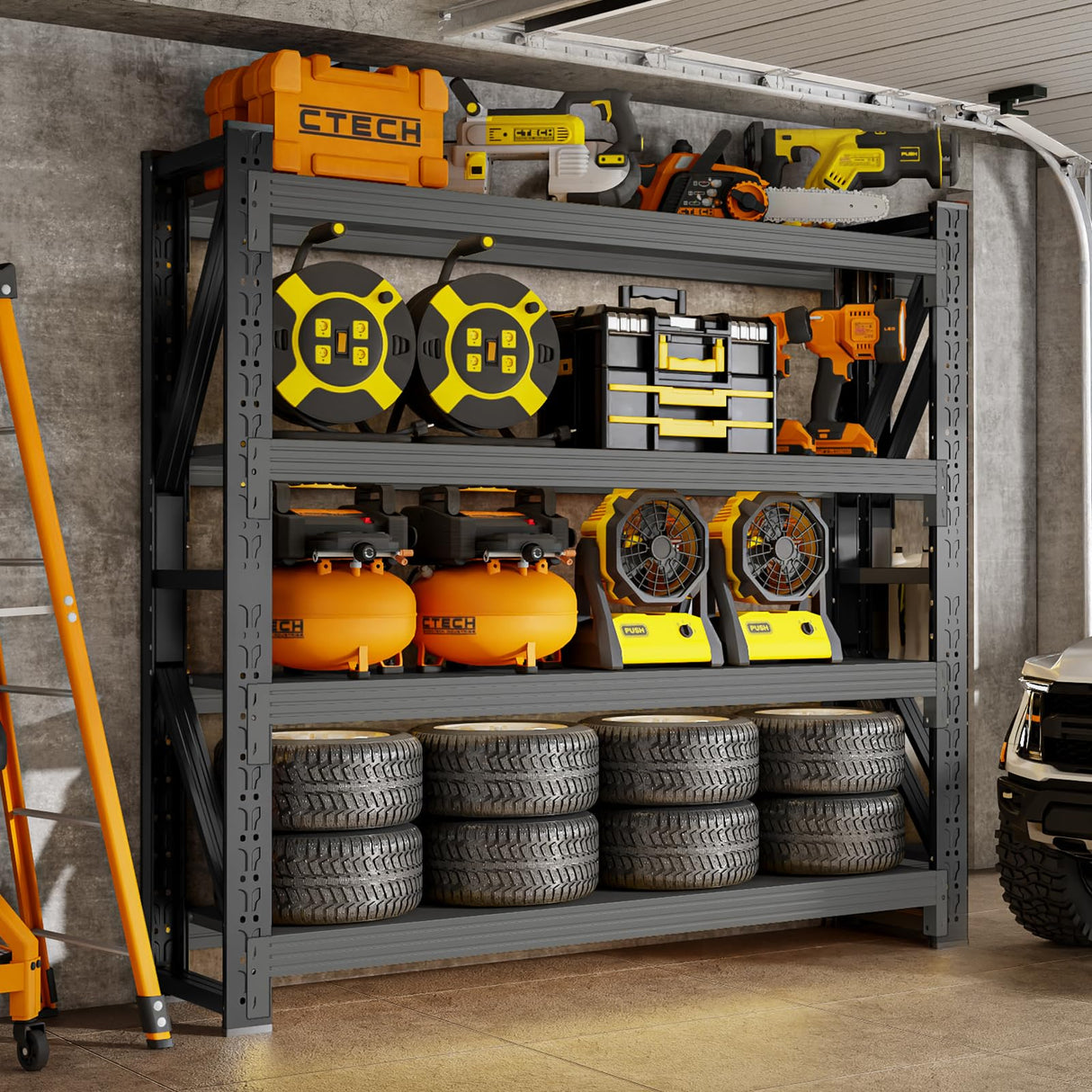 IYANEN 60" W Storage Shelves Heavy Duty, 4 Tier Metal Garage Shelving Units, 5000LBS Heavy Duty Adjustable Shelf, Garage Storage Rack, Industrial Shelving for Shop, Warehouse,60" W x 24" D x 79" H IYANEN