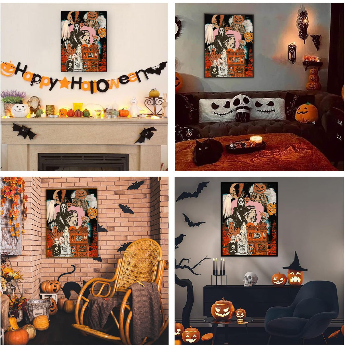 Halloween Paint by Numbers Kits for Adults - Painting by Numbers Kit Halloween, Horror Adults Paint by Number Kits on Canvas Without Frame Oil Painting Acrylic Paints for Home Wall Decor 16X20 inch ajepon