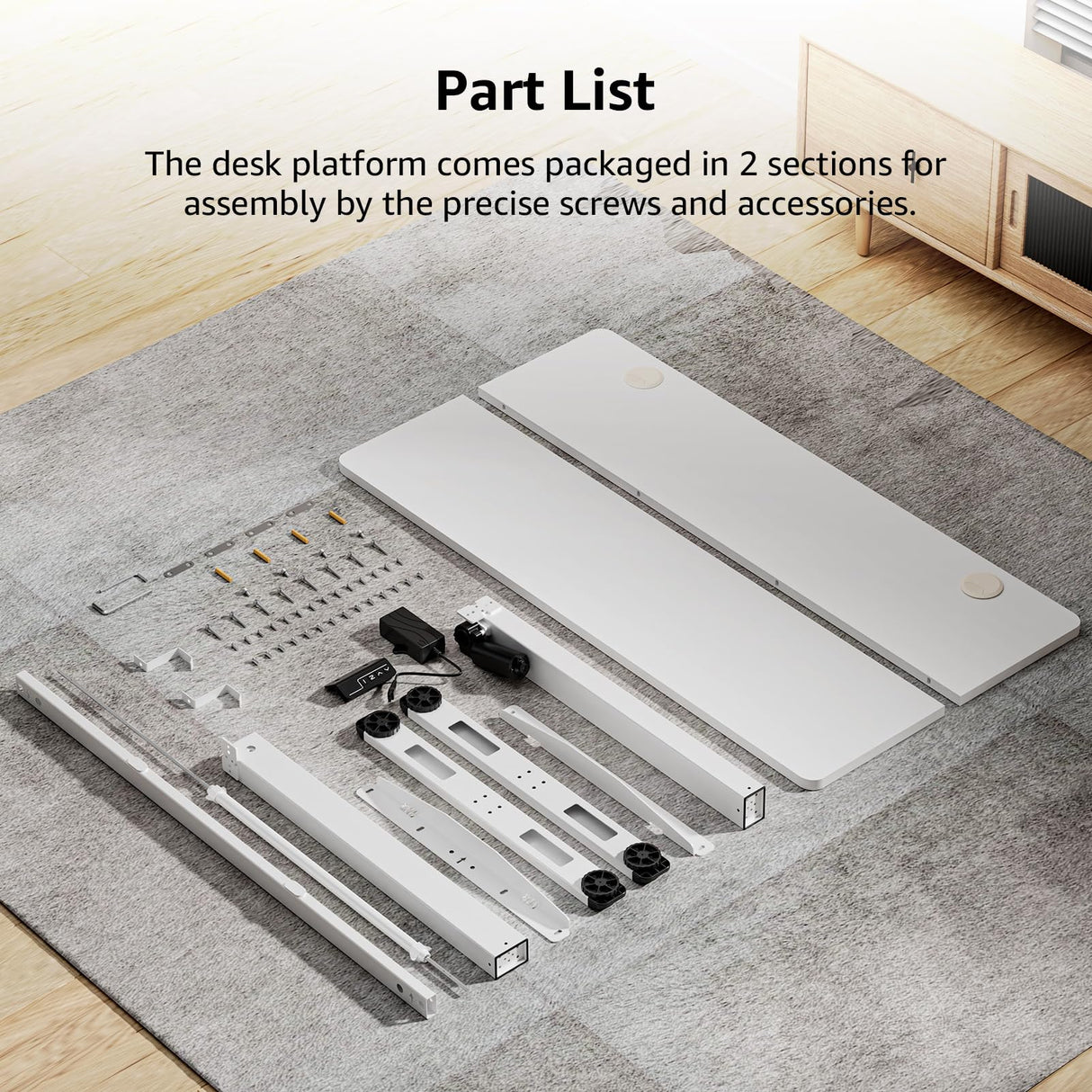 MOUNTUP Electric Height Adjustable Standing Desk, 48 x 24 Inches Sit Stand Desk with Memory Controller, Ergonomic Stand Up Desk for Home Office with Splice Board, White MOUNTUP