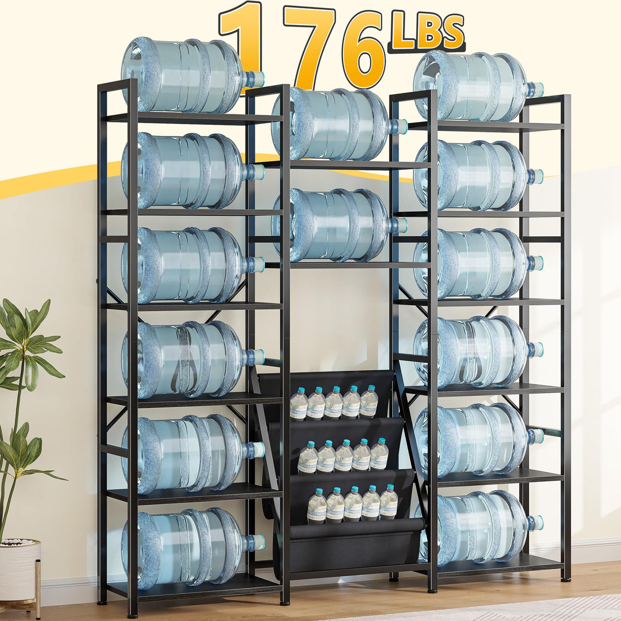 DurayLoly Bookshelves and Bookcases 6 Tiers,Triple Wide Industrial Bookshelf, Large Etagere Bookshelf for Living Room, Home Office Rustic Brown DurayLoly