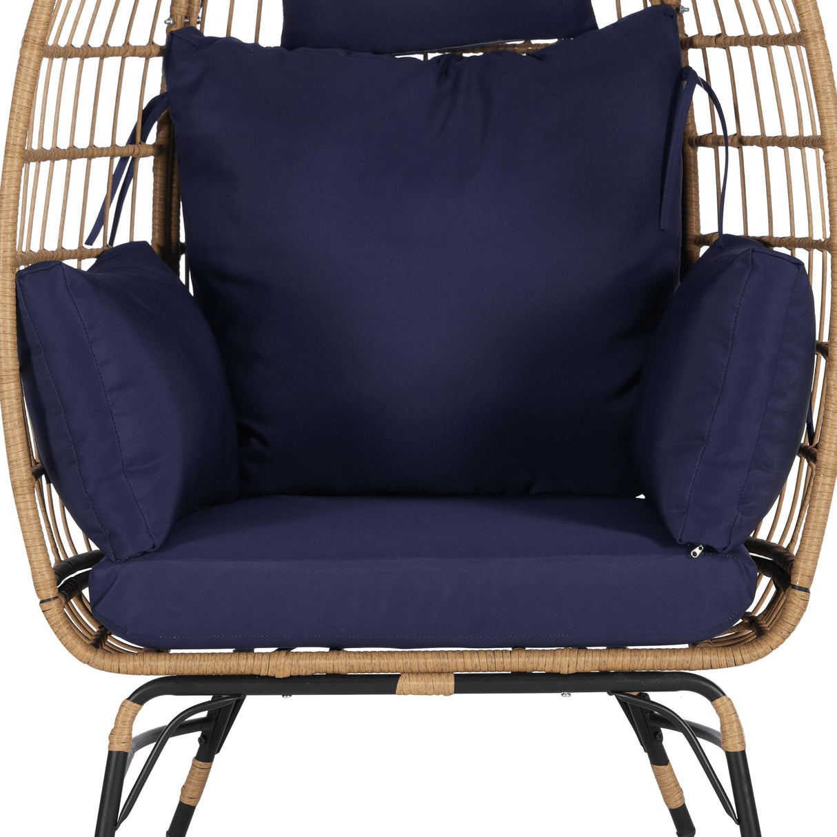 Homtique Egg Chair Outdoor, Indoor Rattan Wicker Chair with Cushion and Pillow for Patio, Backyard,Living Room(DarkBlue) Homtique