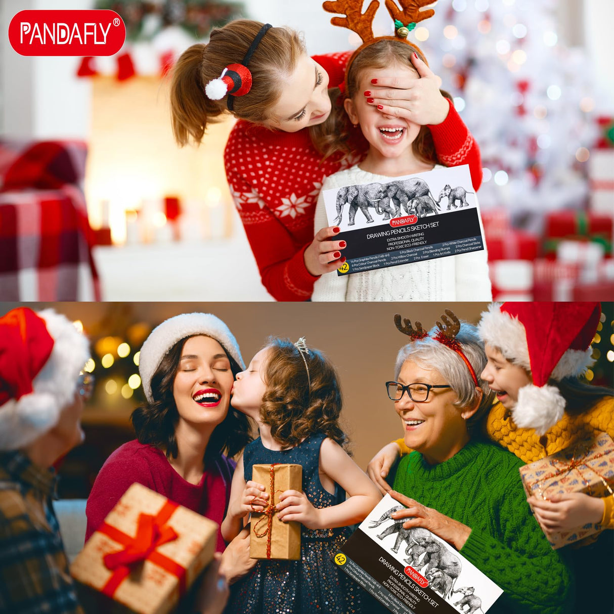 PANDAFLY Drawing Sketching Pencil Set, 42 Pack Pro Art Pencil Kit with Graphite Pencils (14B-4H), Charcoal Pencil, Ideal for Shading, Blending, Drawing Set for Beginners & Pro Artists PANDAFLY