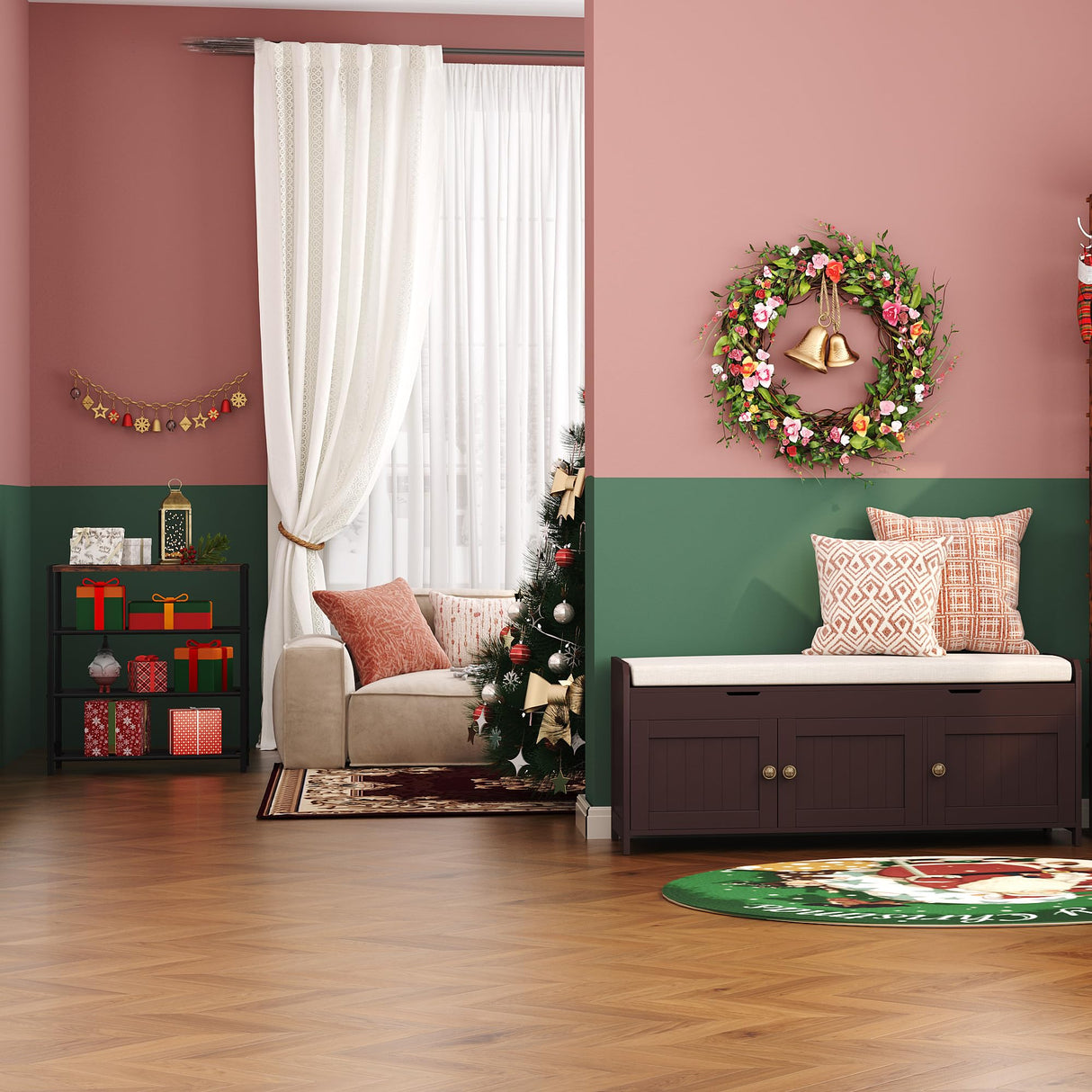 HOMEFORT 4-Tier Shoe Rack Organizer, Shoe Tower for Closet, Shoe Storage Shelf with MDF Top Board, Each Tier Fits 3 Pairs of Shoes, Entryway Shoes Organizer with Sturdy Metal Shelves, Rustic Brown HOMEFORT