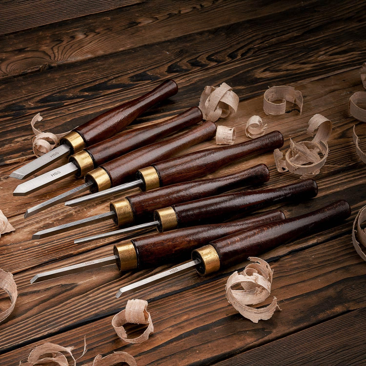 Woodworking HSS Wood Turning Tools Lathe Chisel Set of 8 pcs Mini with Wooden Box, Ideal for Pen Turning and Small Projects Urbansential