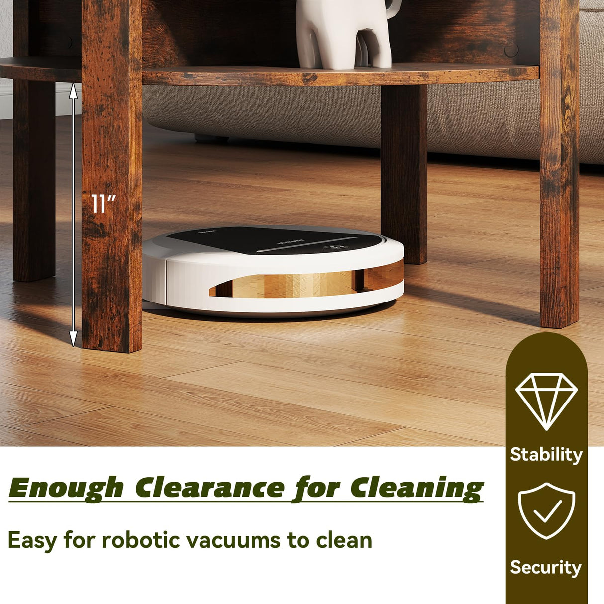 Giantex Round Coffee Table, 2-Tier Mid Century Modern Tea Cocktail Table with Storage Shelves & 4 Side Compartments, Wood Center Table for Living Room, Small Spaces (Rustic Brown) Giantex