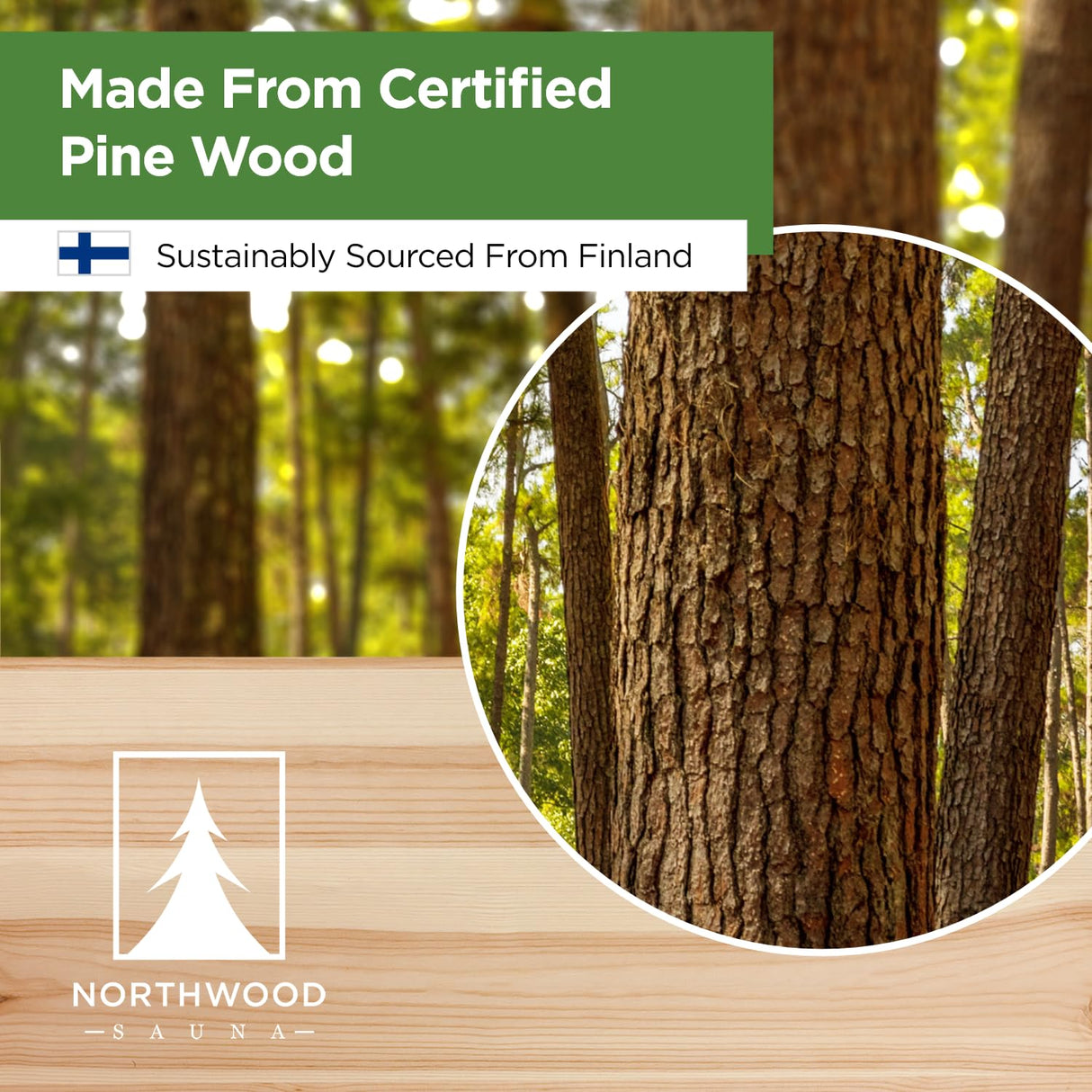 Northwood Sauna - Sauna Thermometer & Hygrometer 2 in 1 - Handmade from Finnish Pine Wood - Luxurious Glass and Golden Metal Dials Northwood Sauna