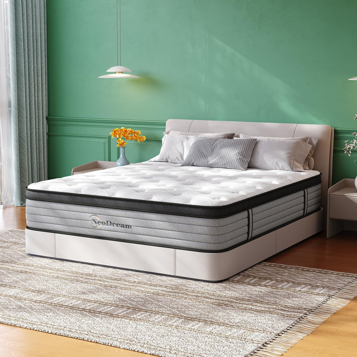 NeoDream Queen Mattress, 14 Inch Queen Size Mattress in a Box, Hybrid Matress with Memory Foam & Individual Pocket Springs, Medium Firm Feel, Edge Support, Motion Isolation, Pressure Relief NeoDream