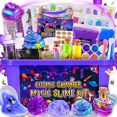 Magic Galaxy Slime Kit for Kids 6-12, DIY Butter Slime Making Kit with Glitter Powder, Galaxy Stickers & Dark Matter Creative Sensory Toys, Fun Birthday Gift for 6-12 Year Olds Girls Boys