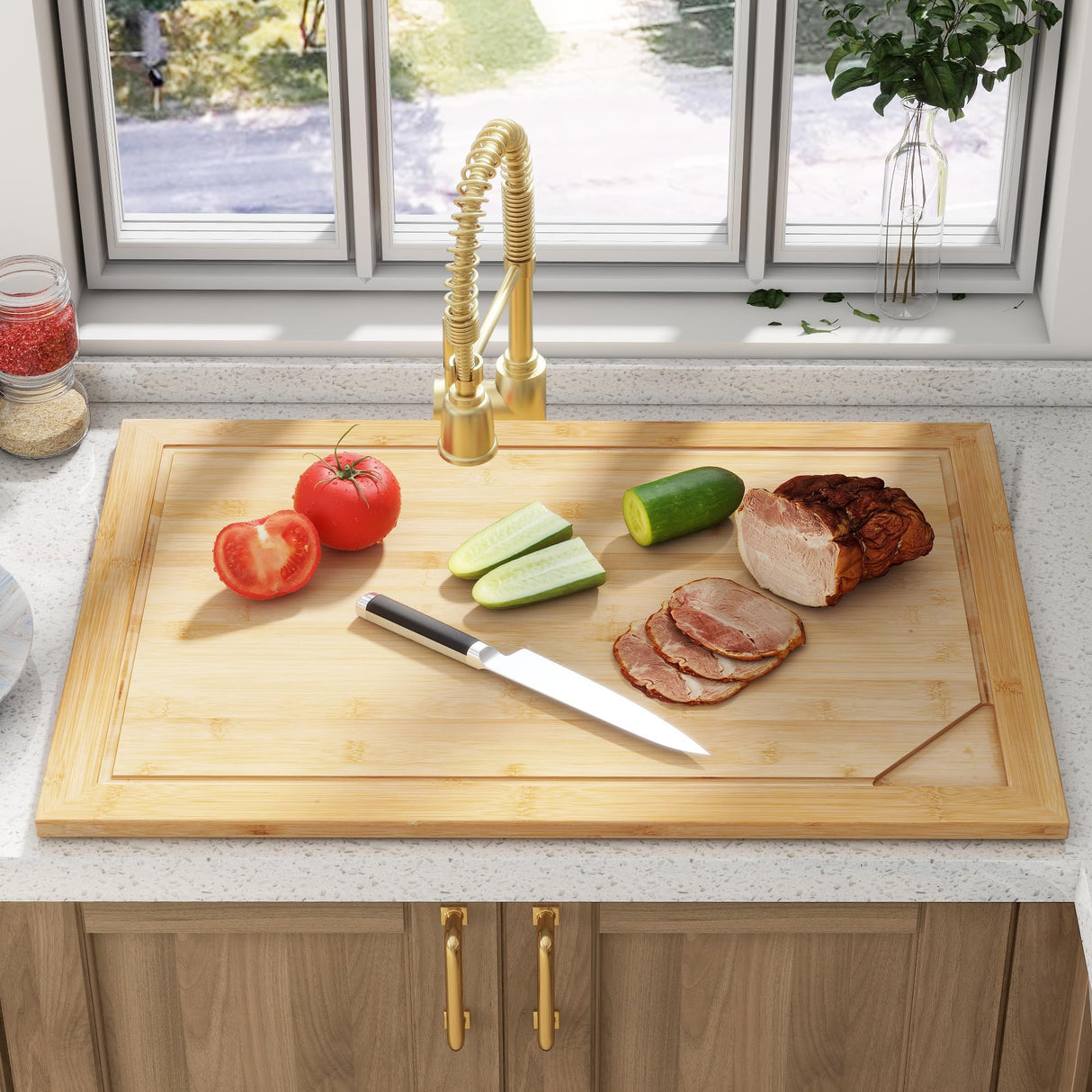 Stove Top Cover Board, Noodle Board Stove Cover, 30"L x 22"W x 0.75"Th Cutting Board, Wooden Stovetop Cover Cutting Board With Juice Grooves and Fun Memories