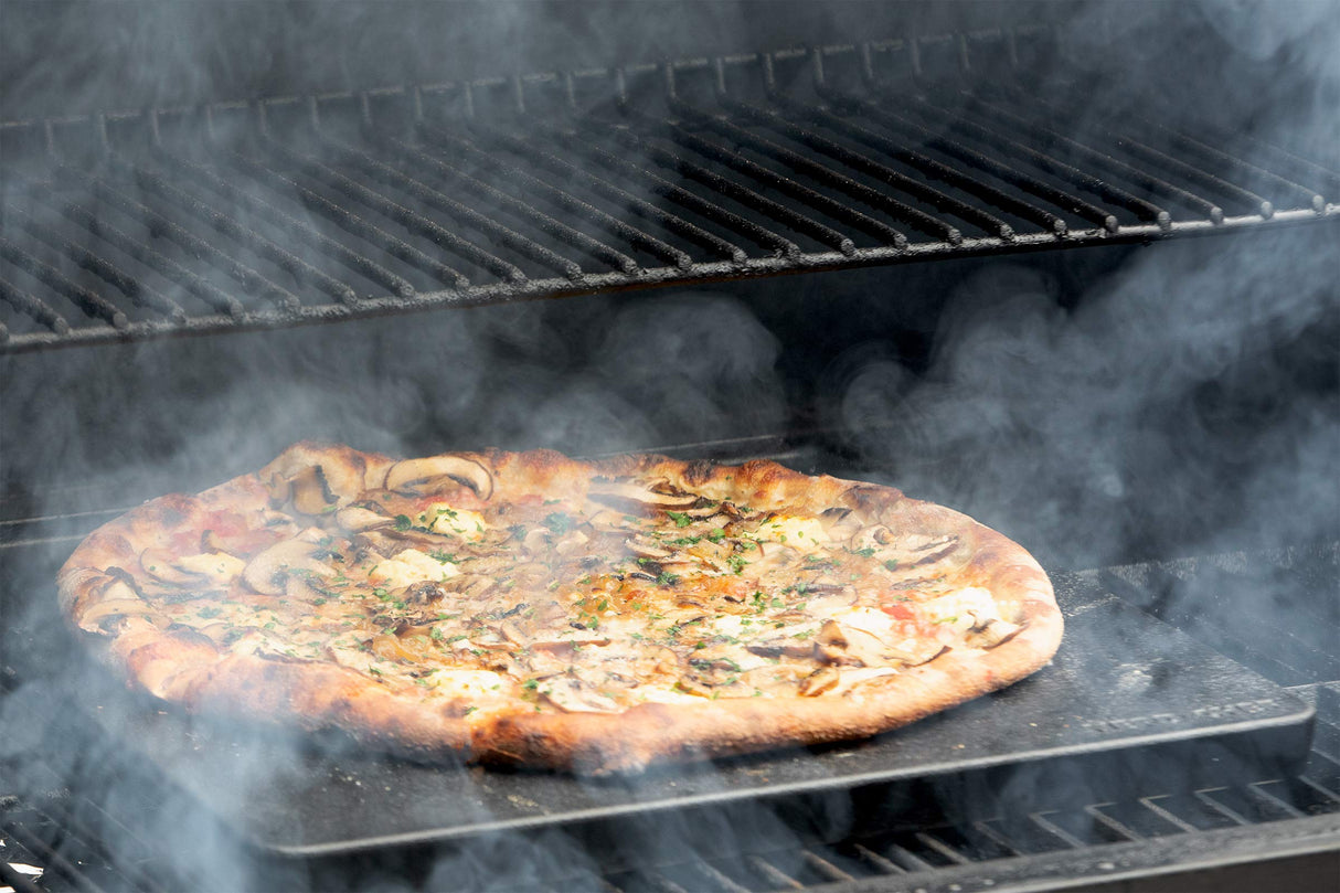 NerdChef Speed Steel - High Performance Pizza Baking Stone | Integrated Backstop & Handles | Heating Fins (13.5" x 14.5" x .90" Thick) Nerd Chef