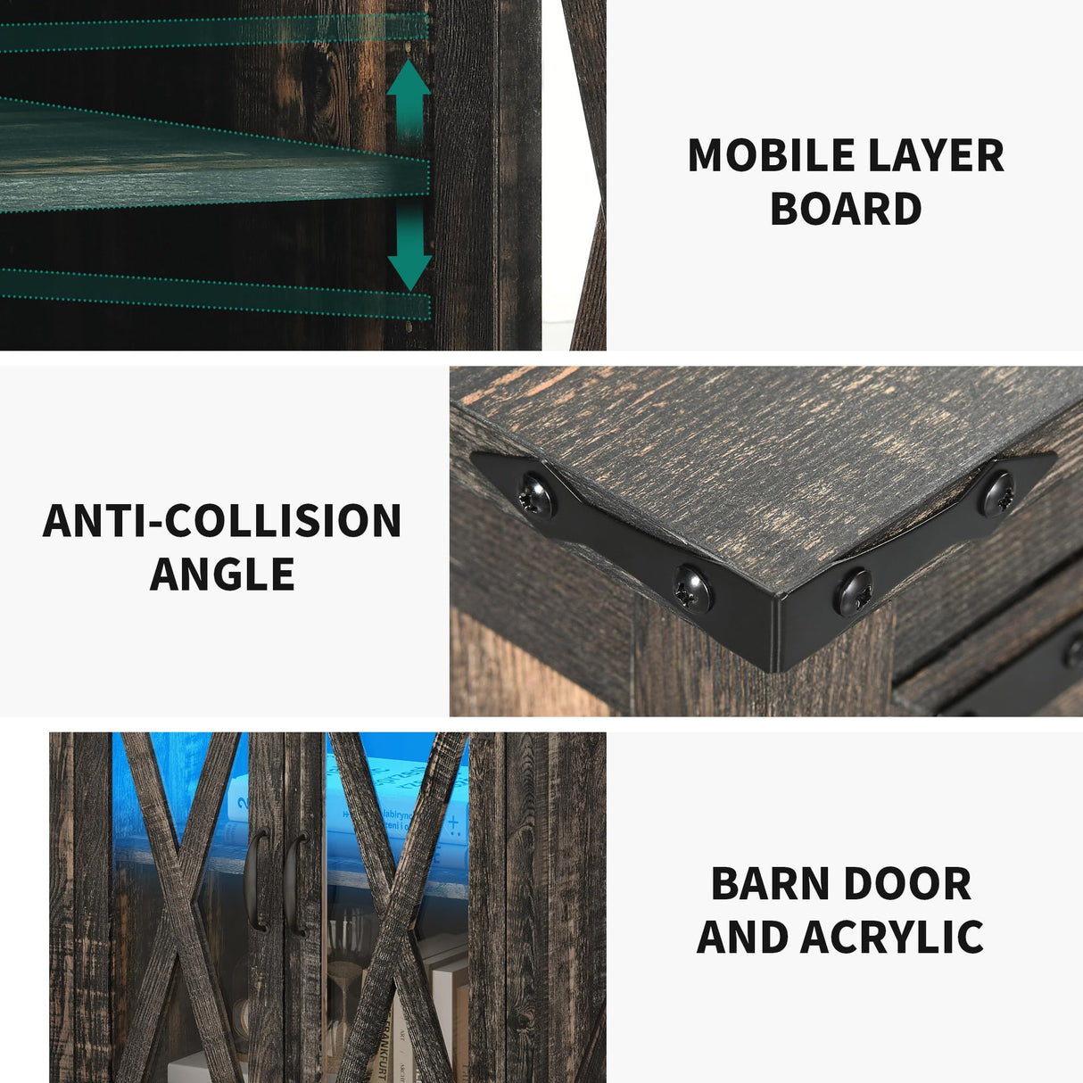 YITAHOME End Table, Farmhouse Sofa Side Coffee Table with Charging Station and LED Lights Bedside Table, Nightstand Storage for Living Room, Bedroom, Office, Dark Rustic Oak YITAHOME