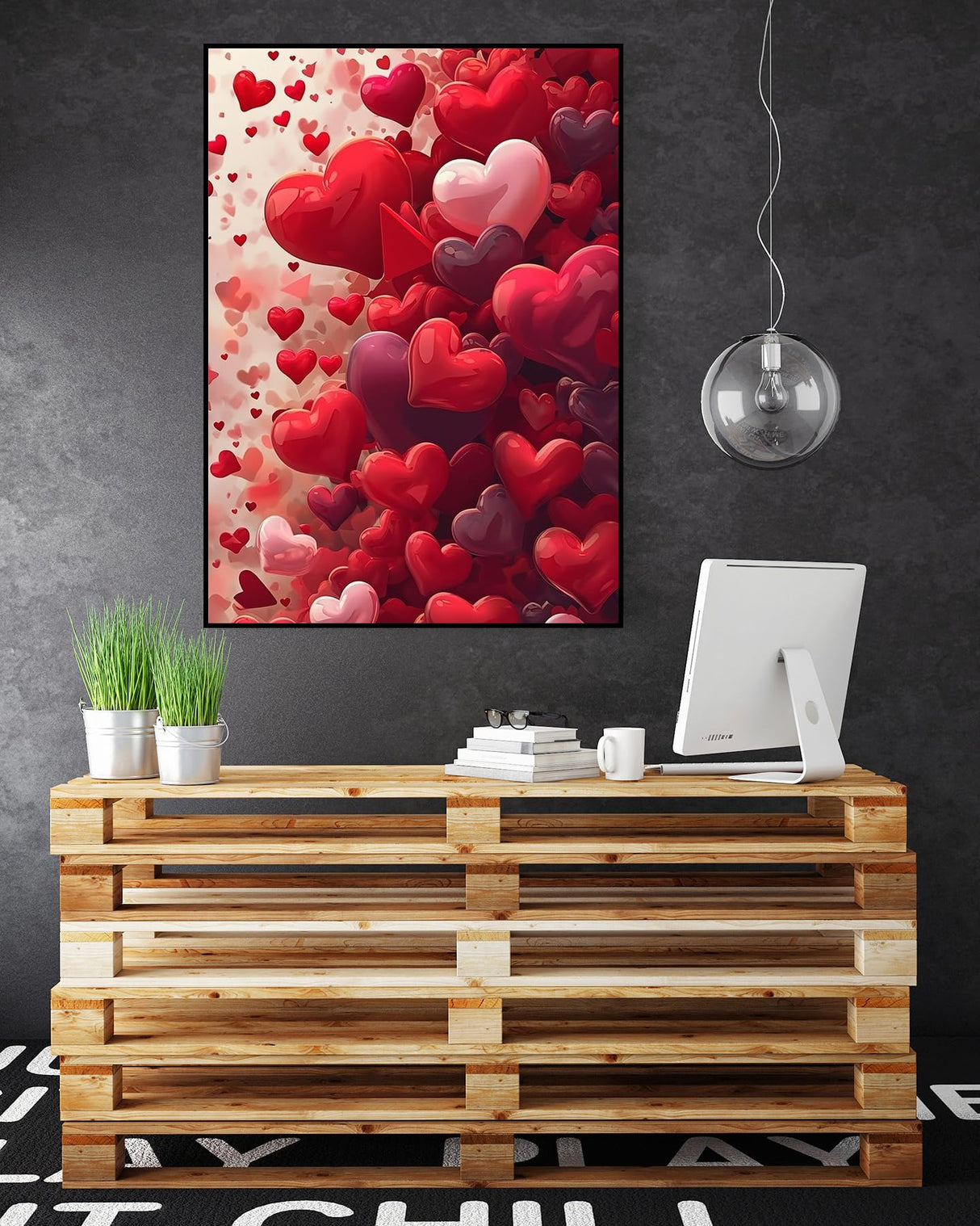 KINPLUB Love Heart Diamond Art Kits for Adults, 5D Diamond Painting Kits for Adults Beginners, DIY Full Round Drill Paint by Diamonds, Home Wall Decor 12x16 Inch KINPLUB