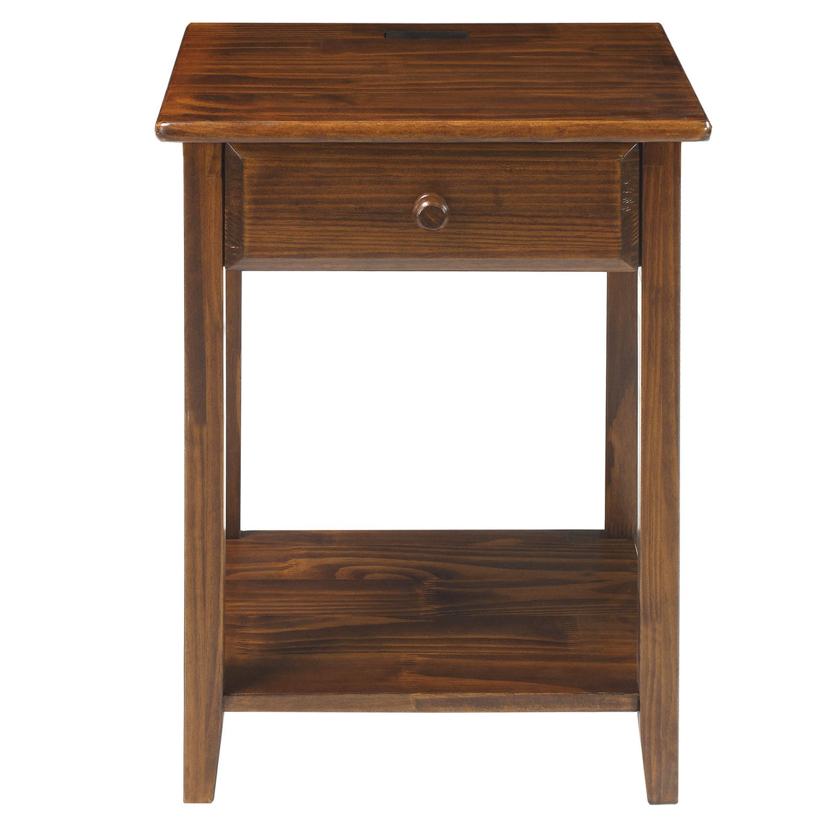 Casual Home Night Owl Nightstand with USB Ports-Warm Brown Casual Home