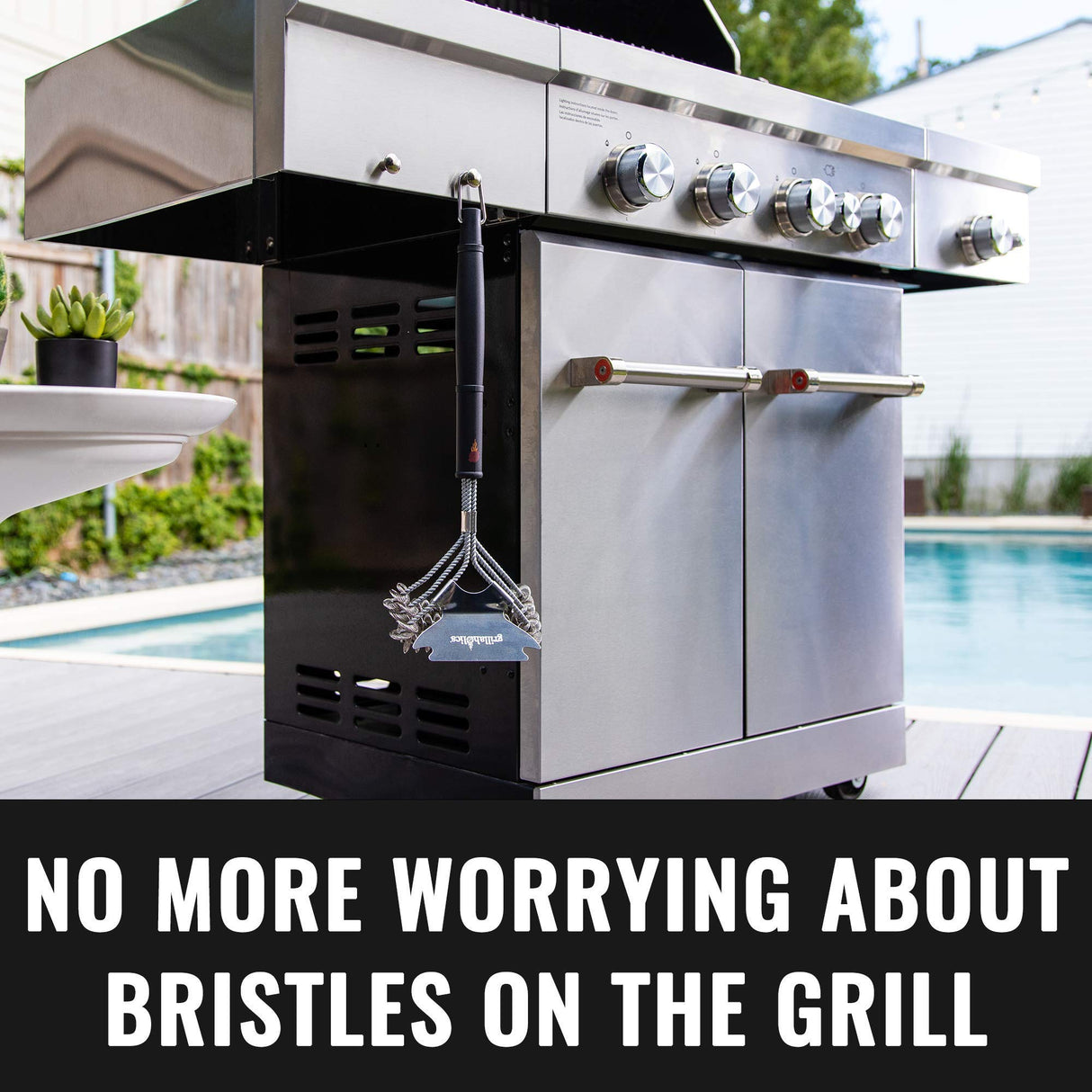 Grillaholics Grill Brush Bristle Free - Safe Grill Cleaning with No Wire Bristles - Professional Heavy Duty Stainless Steel Coils and Scraper - Lifetime Manufacturers Warranty Grillaholics