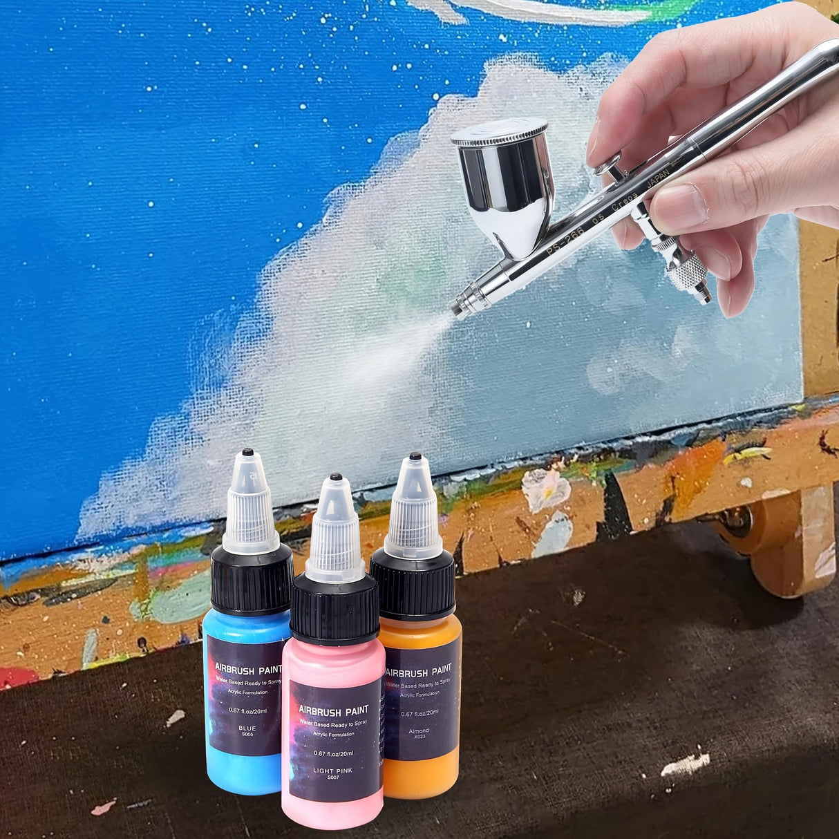 Airbrush Paint 12 Colors, Ready to Spray Airbrush Paint Set, Water-Based Acrylic Air Brush Paints for Metal, Plastic Models, Canvas, Wood, 0.67 Fl Oz/20ml EKOHERR