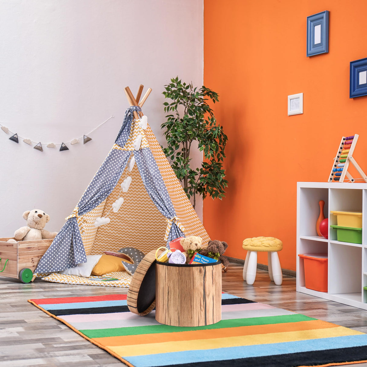 Sorbus Tree Stump Stool, Toy Storage Ottoman 15 Inch Fake Tree Stumps Log Stool Storage, Artificial Tree Trunk, Perfect Footstool Kids Toy Chest, Rustic Log Cabin Decor Bench, Pedestal (2 Pack) Sorbus