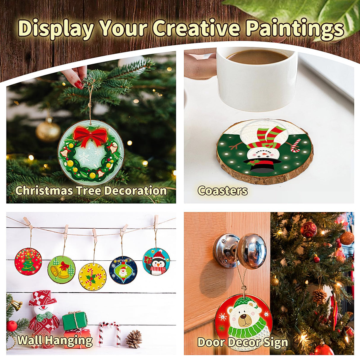 Bamamon Painting Crafts Kit for Kids, Glow in The Dark Arts & Crafts Set for Girls Boys Ages 4-12,Wood Slice Craft Creative Activities, Valentines Gifts Party Favors Toy for Kids (24Pcs) Bamamon