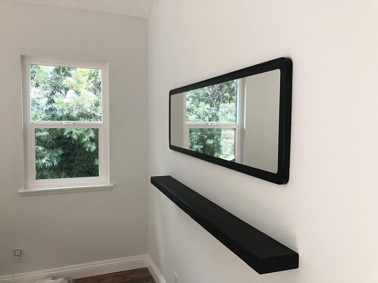 Joel's Antiques - 72 Inch Wooden Floating Shelves for Wall - Made of Natural Wood - Long Heavy Duty Rustic Fireplace Mantel & Book Shelf - Perfect for Living Room - Black 72x6x2 in joelsantiques