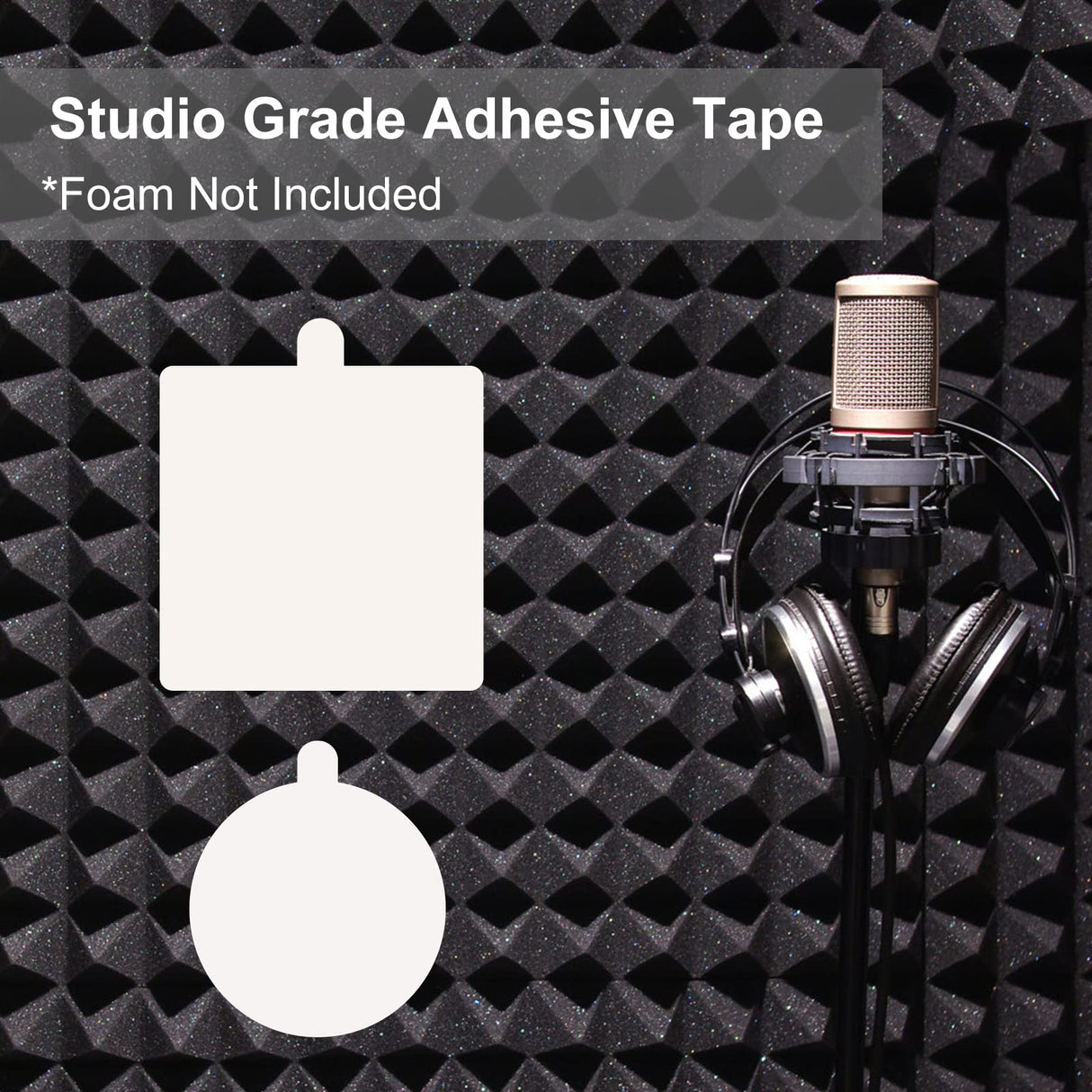 Hasefam 100Pcs Double Sided Tape for Acoustic Foam Panels, Removable Mounting Tape Wall Strong Adhesive Sound proofing Transparent Putty Clear Sticker Heavy Duty 1inch Round Hasefam