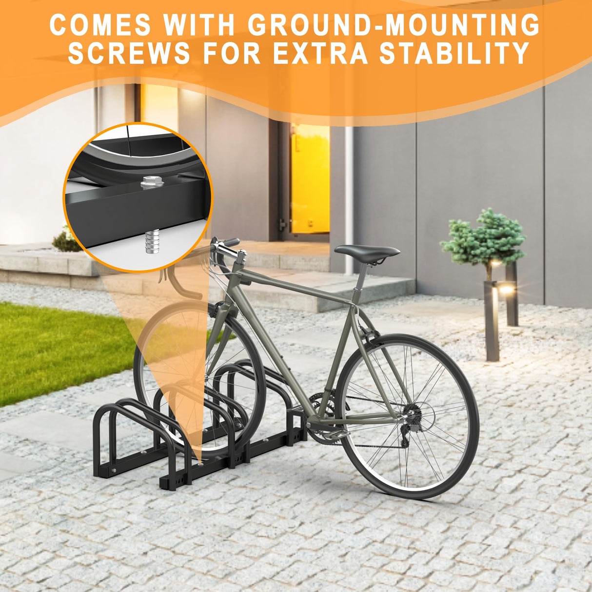 Ultrawall Bike Storage Rack for Garage, 3 Bikes Floor Bike Stand, Bicycle Parking Stand Rack for Indoor/Outdoor, Fit 22-28" Wheel Tire Width 2.1" Ultrawall