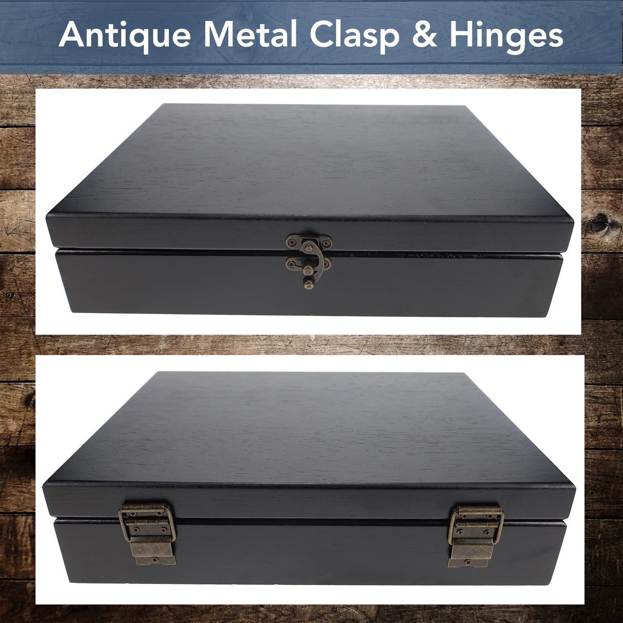 WE Games Wooden Keepsake Stash Box, Decorative Memory or letter Box, Board Game Storage, Storage for Photos, Stationary, Jewelry, Heirloom (Black Stained Finish) WE Games