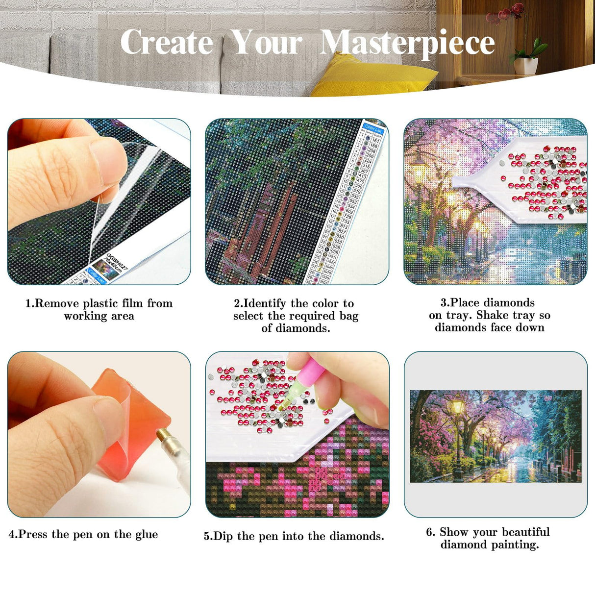 JOOZ Large Diamond Painting Kits for Adults DIY 5D City Street Scene Diamond Art Kits for Adults Full Drill Diamond Painting Flowers Gem Painting Kits for Gift Home Wall Decor 27.5x15.7 Inch JOOZ