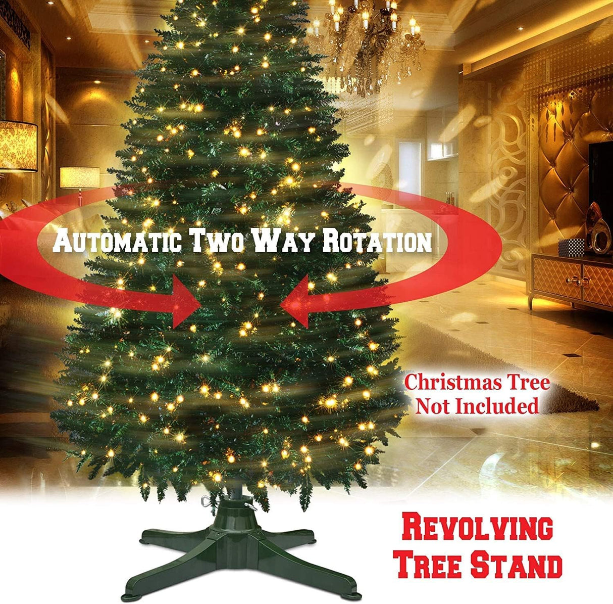 YardGrow Rotating Christmas Tree Stand for Up to 7.5ft Artificial Tree, Christmas Tree Stand, Revolving Tree Base ONLY YardGrow