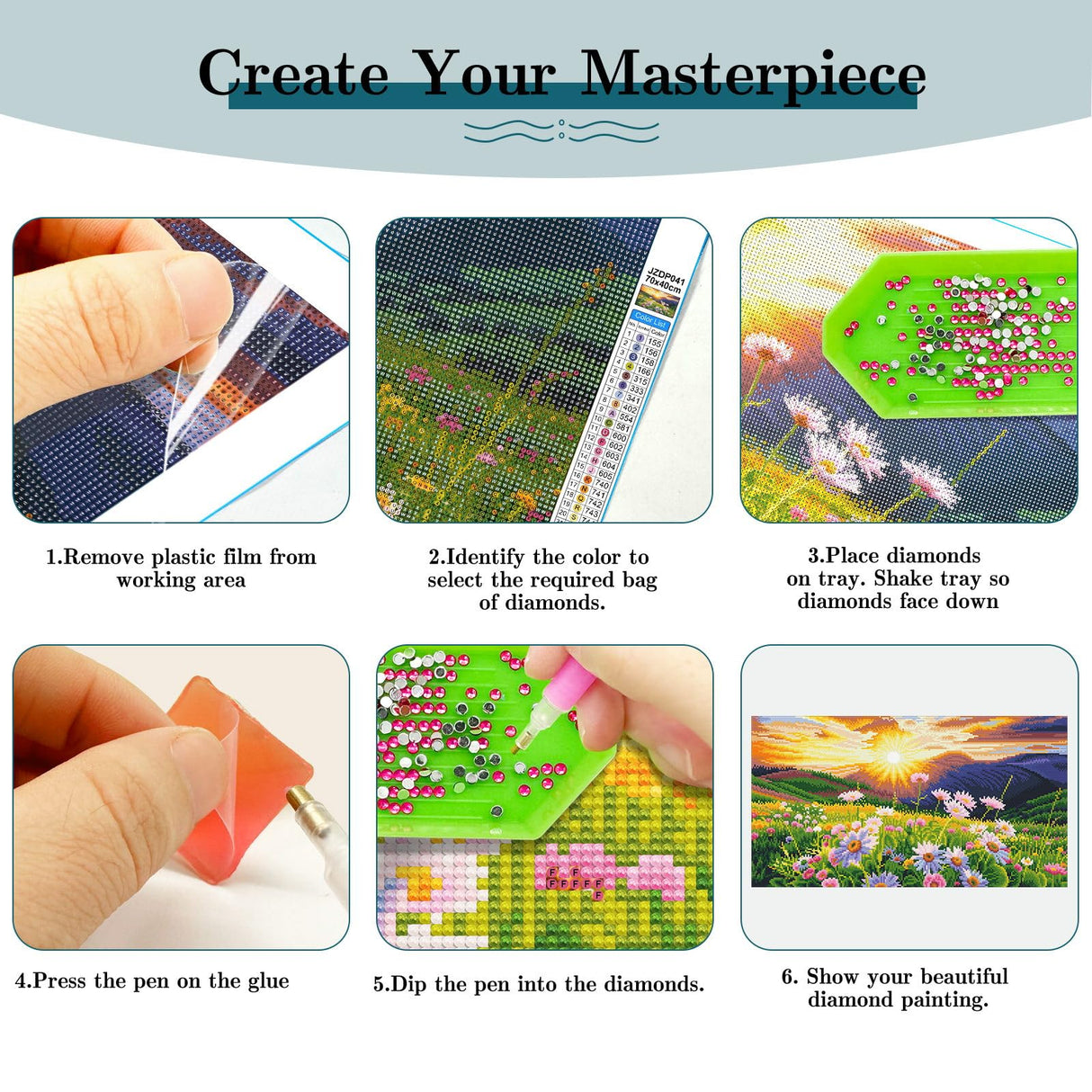 JOOZ Large Landscape Diamond Art Kits for Adults - 5D Sunset Diamond Painting Kits for Adults, DIY Full Drill Mountain Flowers Diamond Art Painting Kits, Gem Art Kits for Wall Decor 27.5x15.7 Inch JOOZ