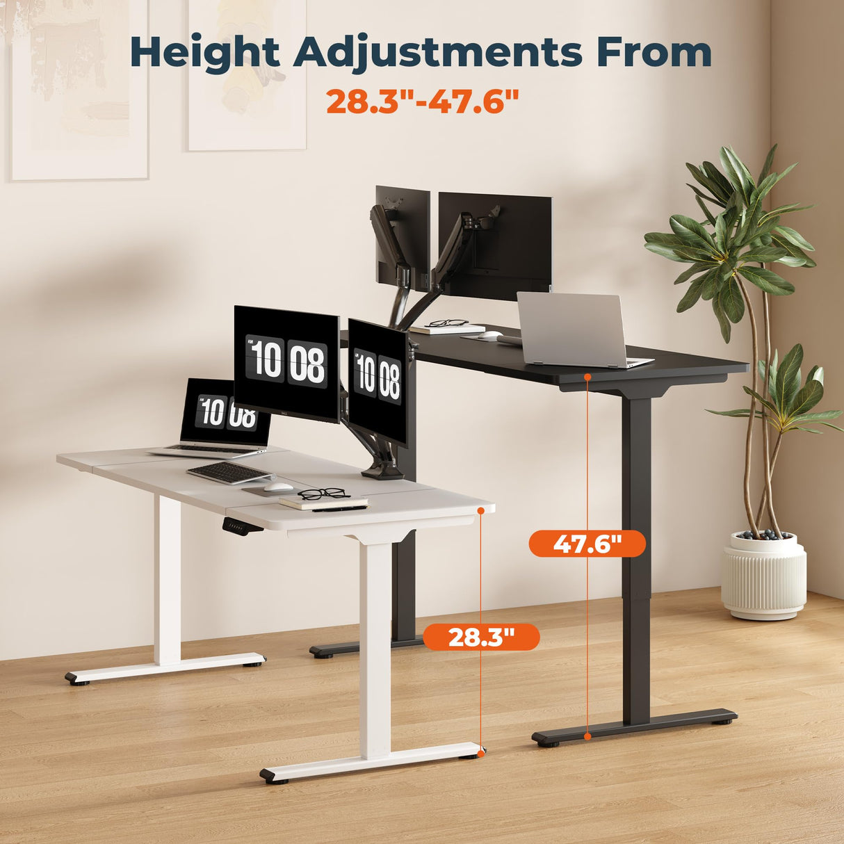 FitStand Dual Motor Standing Desk, Large Stand Up Desk, 79x31 Inches Electric Sit Stand Desk, 4 Memory Preset Adjustable Height Desk Home Office Desks(White) FitStand