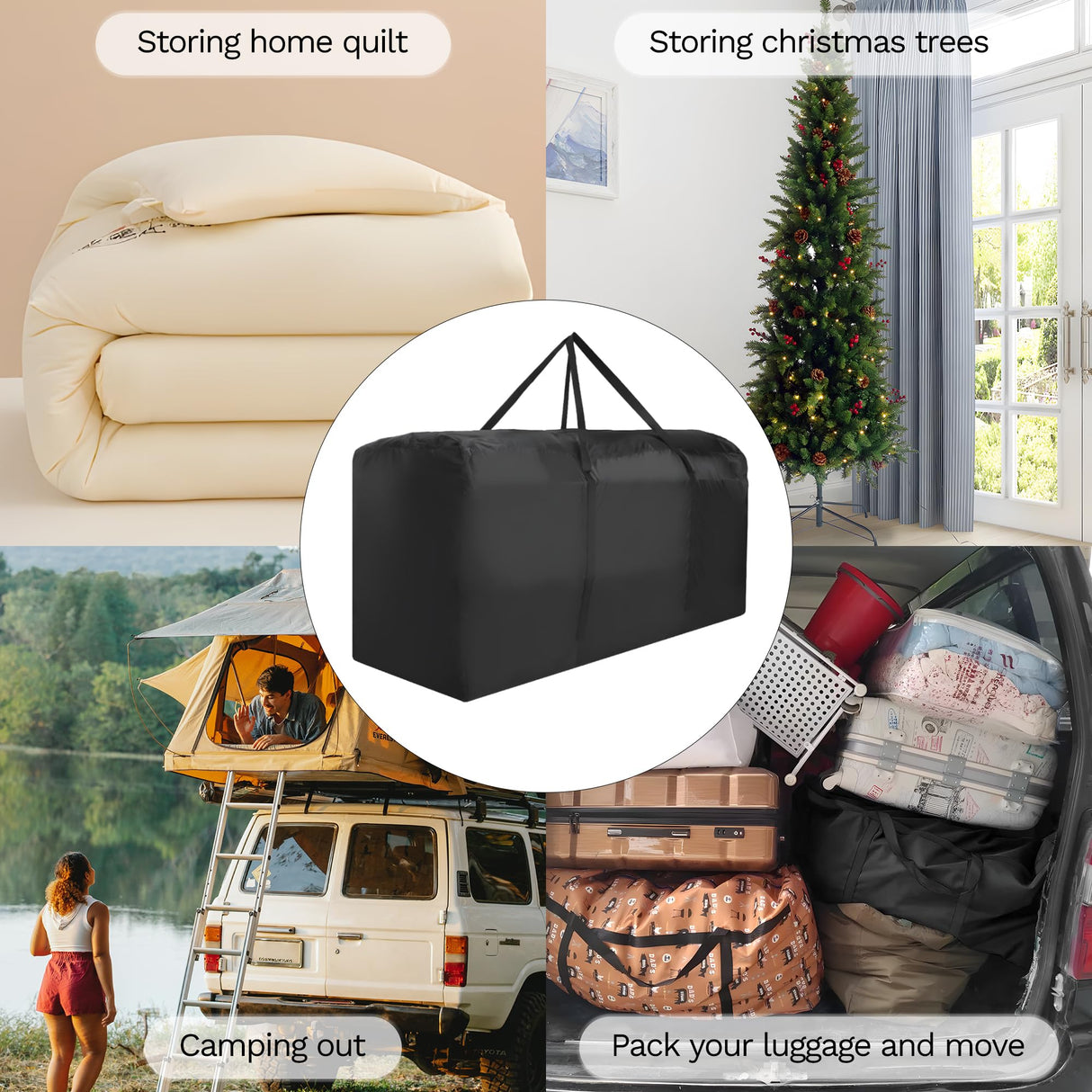 Christmas Tree Storage Bag, For 12 ft Disassembled Holiday Tree, Heavy Duty Xmas Holiday Tree Bag with Durable Handles & Dual Zipper YHNJI