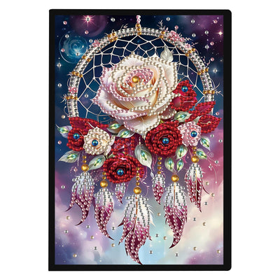 TDFERAN Diamond Art Notebooks DIY Dreamcatcher Flowers Diamond Painting Notebook Gem Art for Adults Valentines Day Journal Special Shaped Crystal Journaling Notebooks Painting Sketchbook