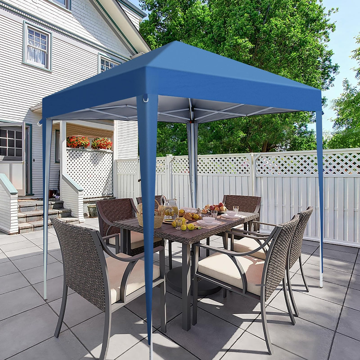 VINGLI 6.5x6.5 Pop Up Canopy Tent, Outdoor Tent Canopy Foldable Portable Canopies for Camping, Patio, Parties, EZ Up Gazebo Canopy with Carry Bag (Blue) VINGLI