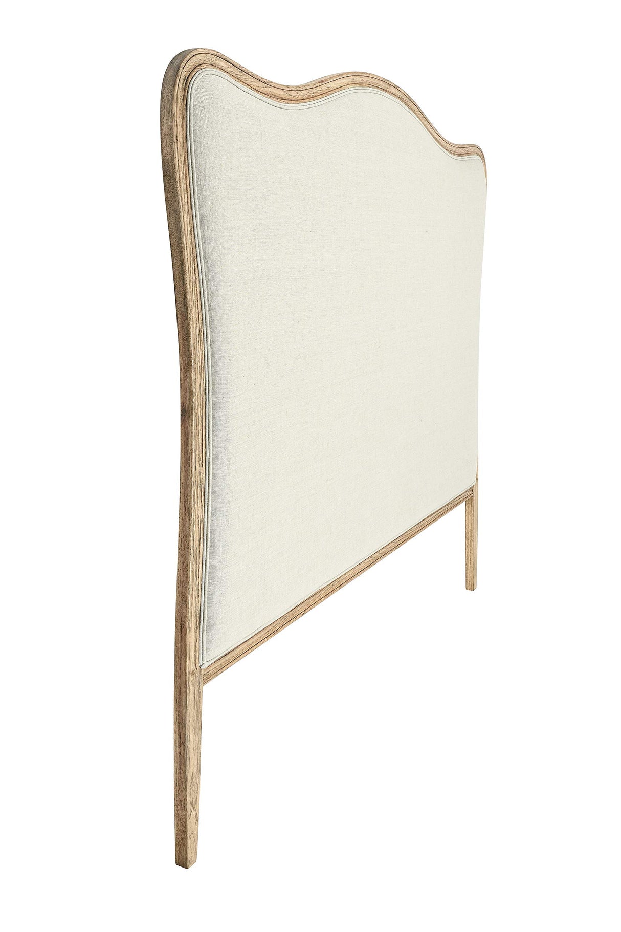 Creative Co-Op, Natural, Queen Modern Farmhouse Solid Oak Wood Headboard with Linen Upholstery, Beige Creative Co-Op