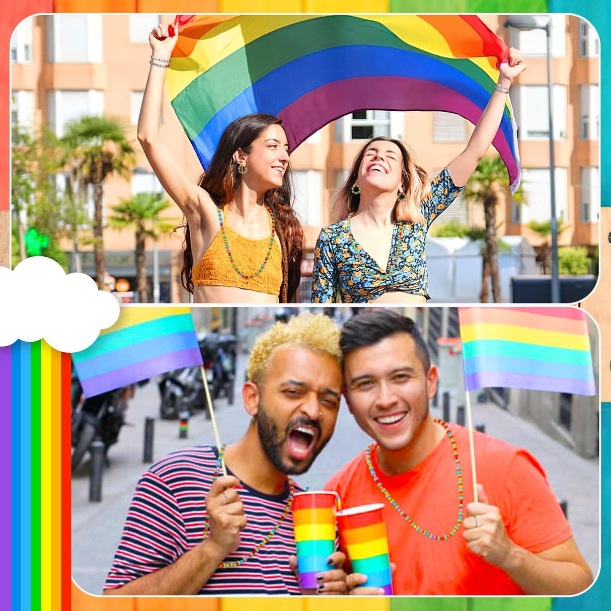 UPINS 500Pcs Resin Pride Beads Rainbow Beads for Jewelry Making DIY Crafts Gift Pride Month Lesbian Gay Wedding Party Favors Parades Accessories Supplies UPINS