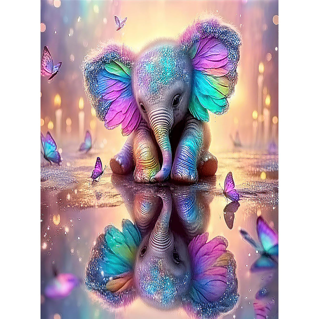 ARVINKEY DIY 5D Diamond Painting Kit, Full Drill Paint by Numbers Embroidery Cross Stitch Arts Craft Canvas, Elephant Rhinestone Crystal Drawing Gift for Adults Kids, 16"X12" ARVINKEY