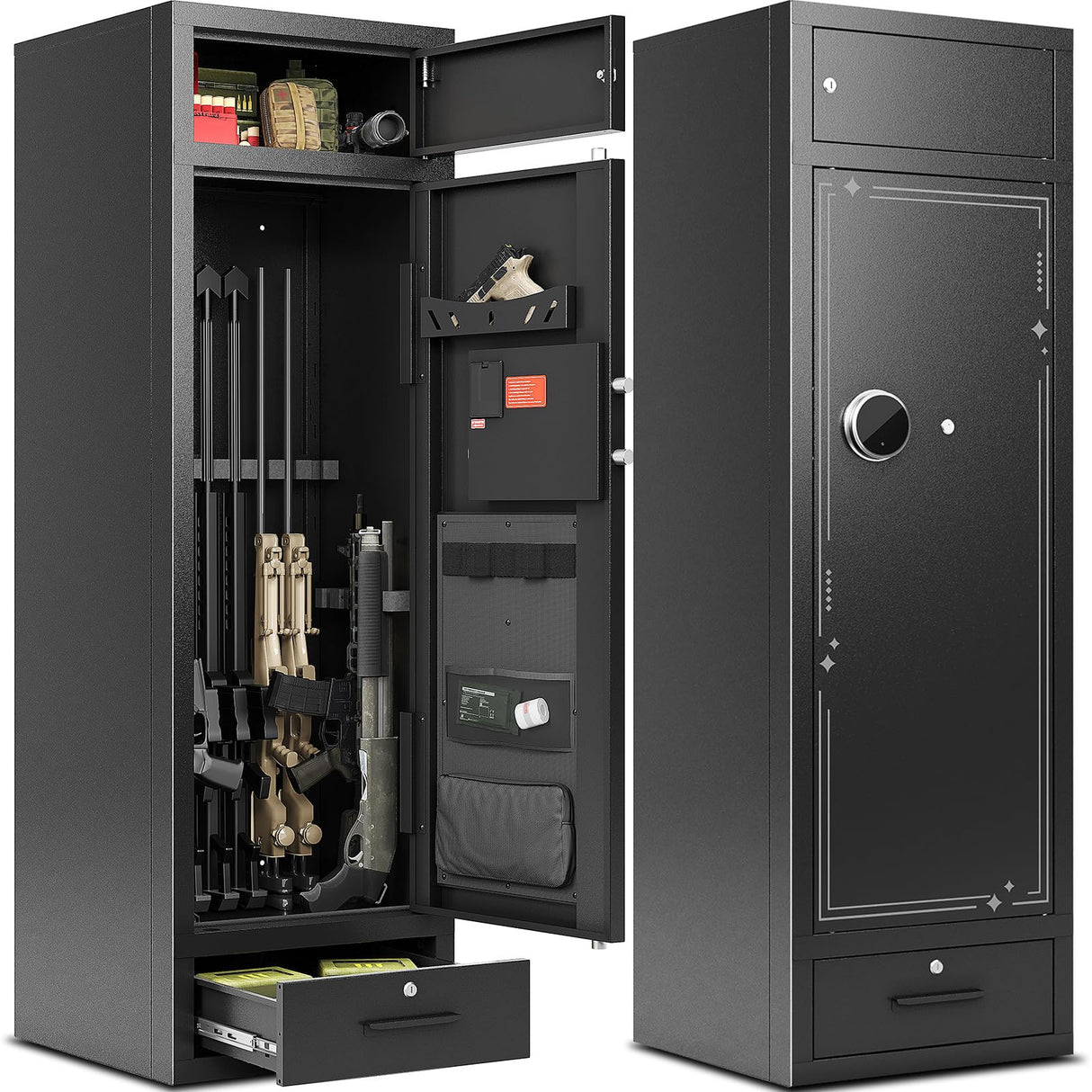 KAER 15-17 Gun Safe,Gun Safes for Home Rifle and Pistols,Large Capacity Gun Safe Rifle,Multi-Function Gun Cabinet,Sturdy Anti-Theft Gun Safe with Handgun Racks, Magnetic Lamp(Unassembled) KAER
