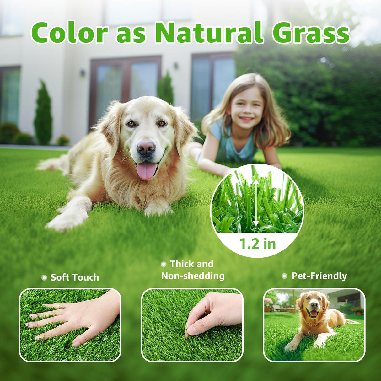 Oiyeefo Artificial Turf Grass Outdoor - Fake Grass Rug with Drainage Holes for Patio,Balcony,Squares,Garden-Dogs Grass Pee Mat(4FT x 6FT) Oiyeefo