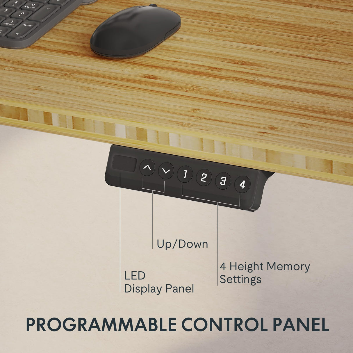 Standing Desk with Dual Motor, 3-Stage Lifting Column, Handset with 3 Preset and Sit-Stand Reminder - 60 inch Whole Piece Real Bamboo Desk/White Frame, Height Adjustable Desk for Home and Office SANODESK