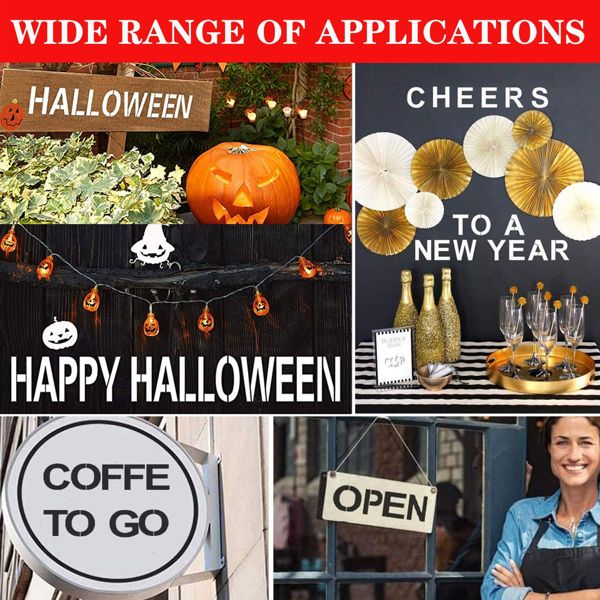 4 Inch Letter Stencils and Numbers, 36 Pcs Alphabet Art Craft Stencil, Reusable Plastic Templates for Wood, Wall, Fabric, Rock, Signage (4 Inch) YEAJON