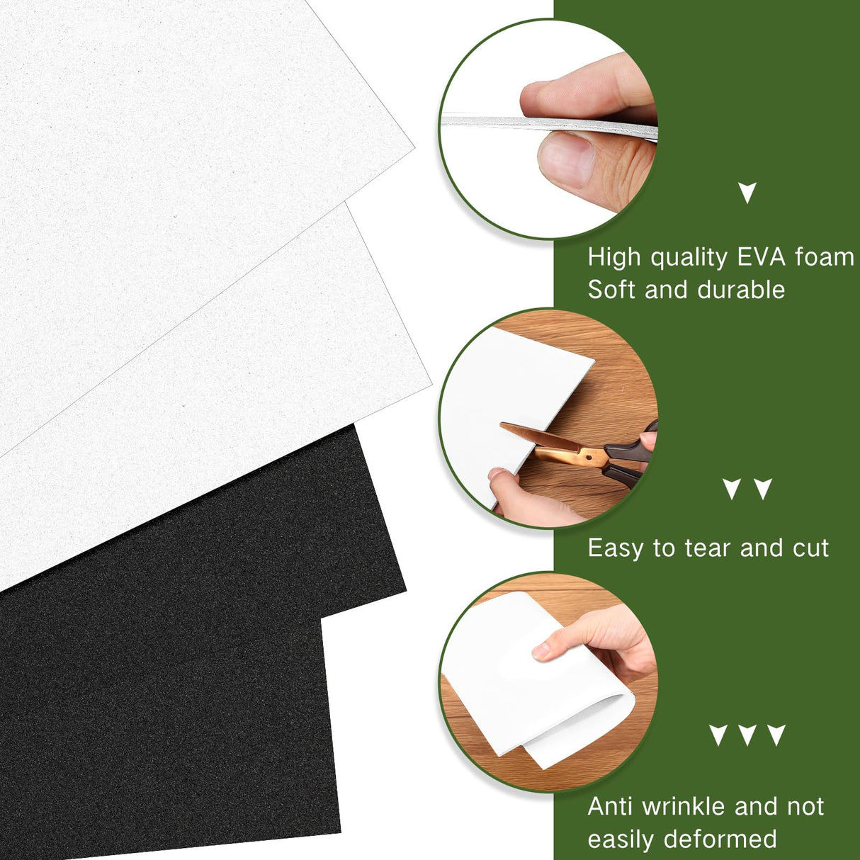 Innconee 20 Pcs 3mm Embroidery Foam EVA Foam Sheets for 3D Embroidery Arts and Crafts, DIY Projects, Hand Sewing, Quilting, Hats, Cosplay Costumes, Pillows(White, Black,6 x 9 Inch) Innconee