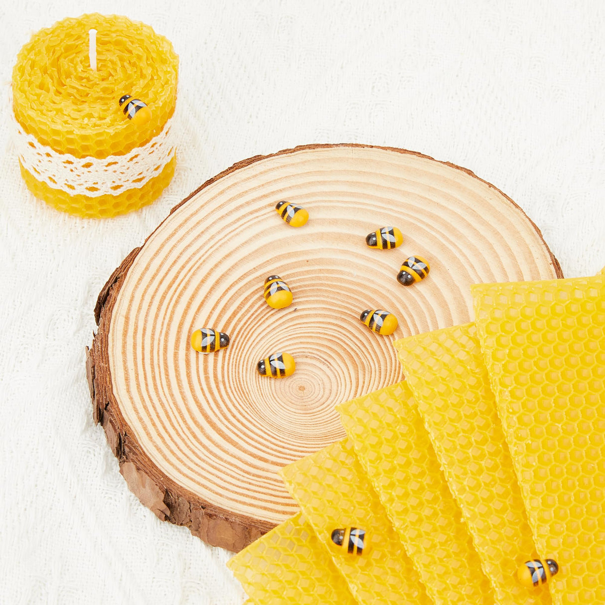 HASSLICKIT Natural Beeswax Candle Making Kit for Kids and Adults-12 Beeswax Sheets for Candle Making Rolling DIY Kits (Natural Yellow Color, 8 x 8 inch) HASSLICKIT