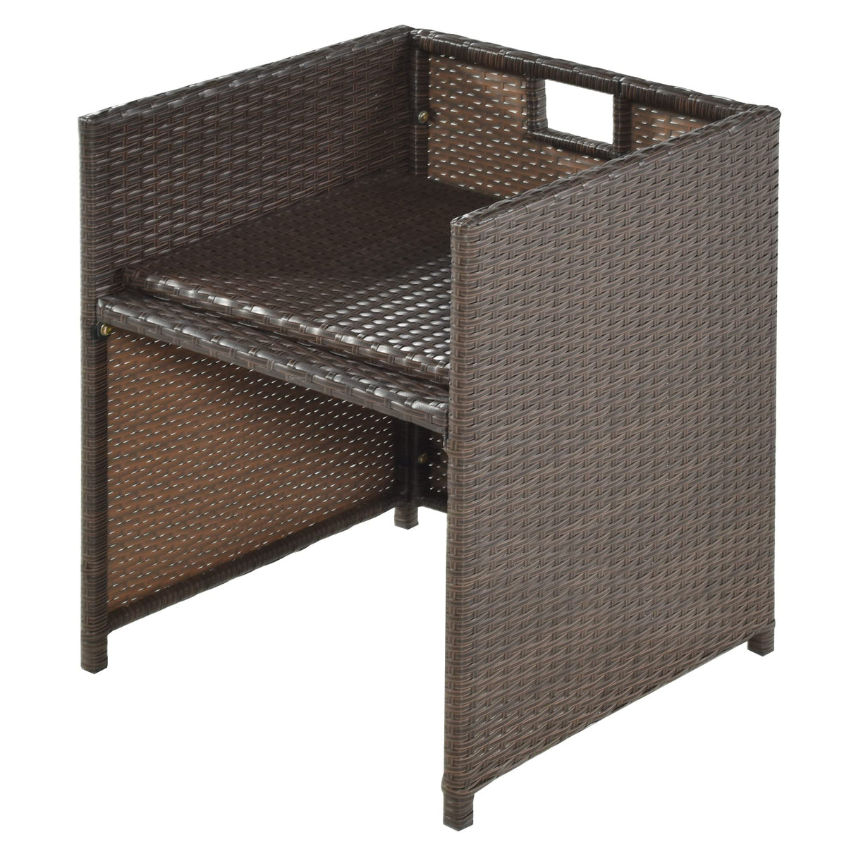 11-Piece Outdoor Patio PE Wicker Dining Table Set, All-Weather Resistant Conversation Set with Acacia Wood Tabletop, Foldable Back Dining Chair, Space-Saving Design for 10 People XD Designs