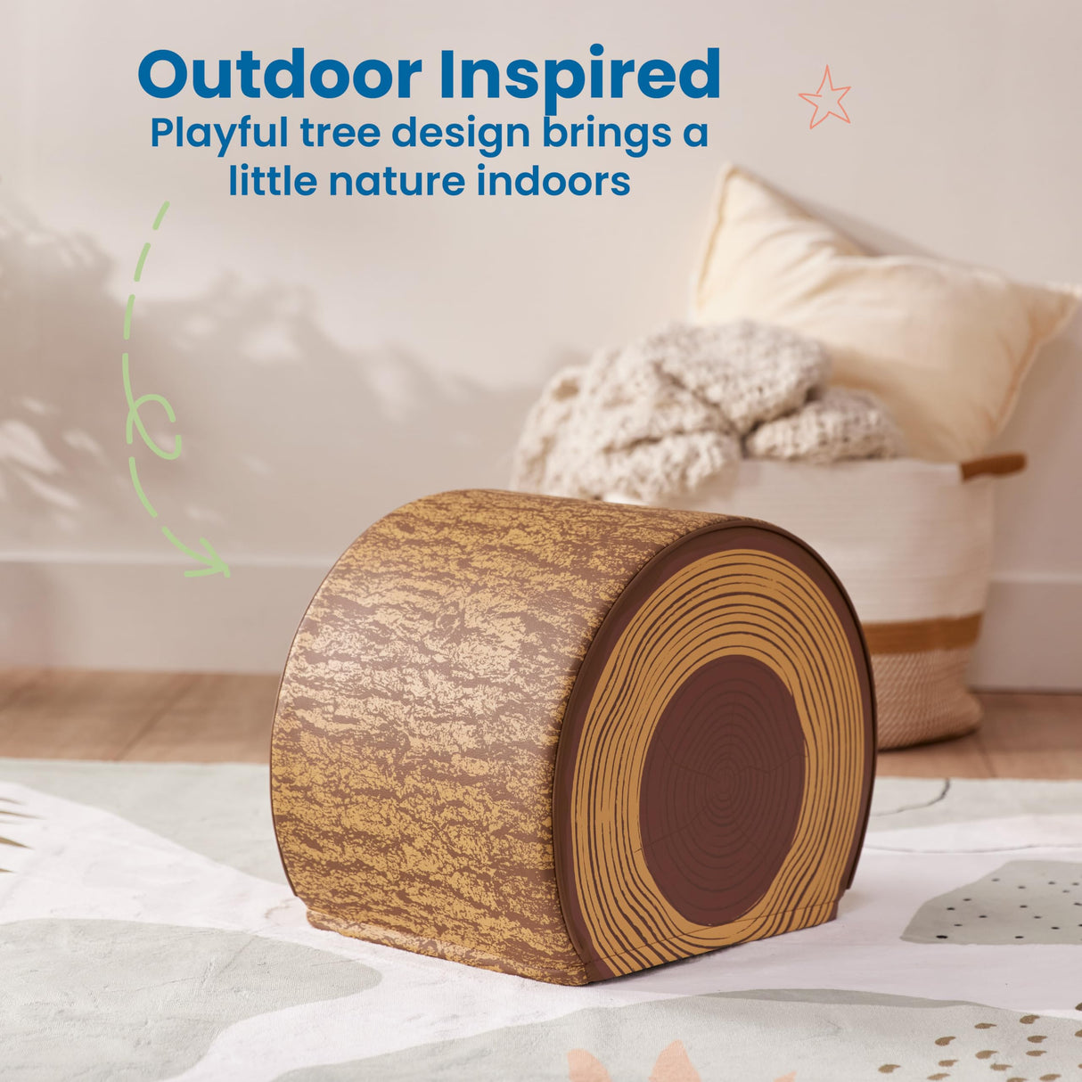ECR4Kids SoftZone Tree Log Quarter Seat, 14in Kids Bench, 14 inches, Chocolate ECR4Kids